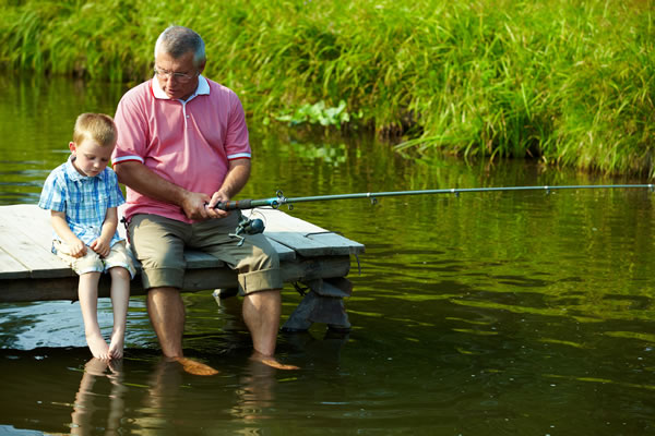 dad and son fishing